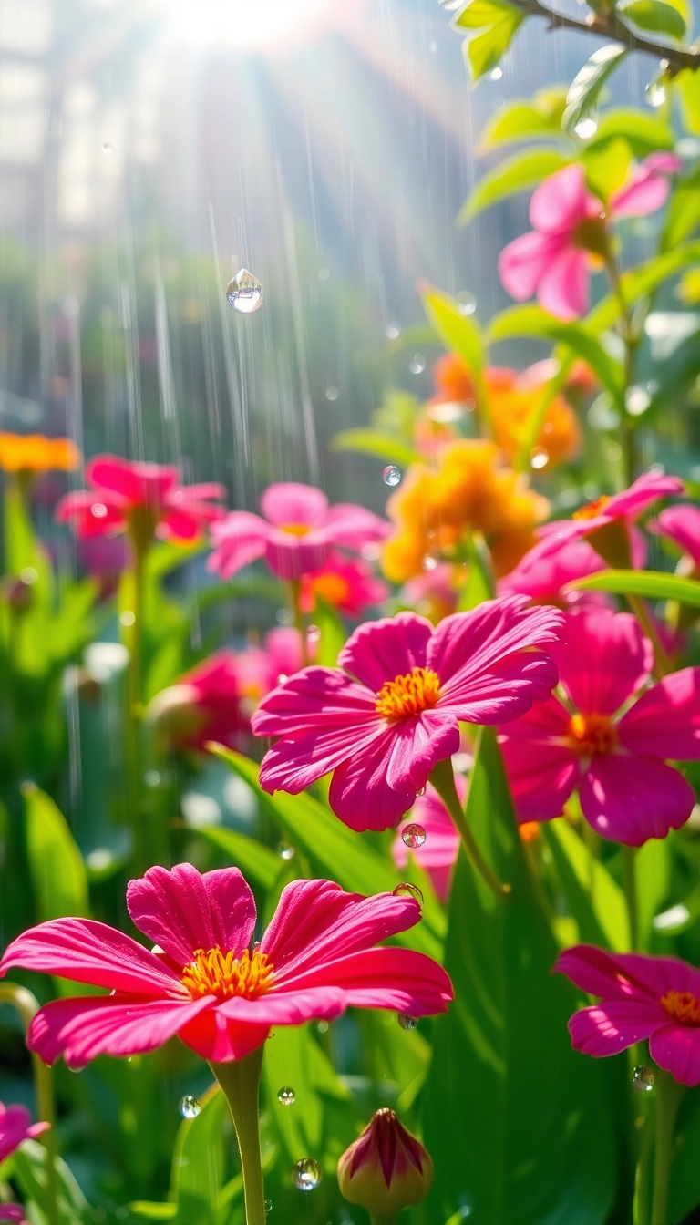 Best Dynamic Spring Rain Garden Phone Scenic Background
